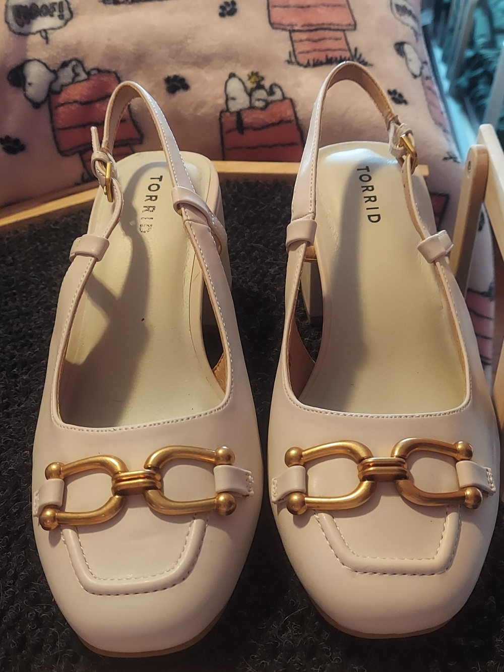torrid Cream Slingback Loafers with Gold Chain Detail